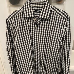 BOSS Hugo Boss long sleeved black gingham check shirt 16.5 neck 42 body